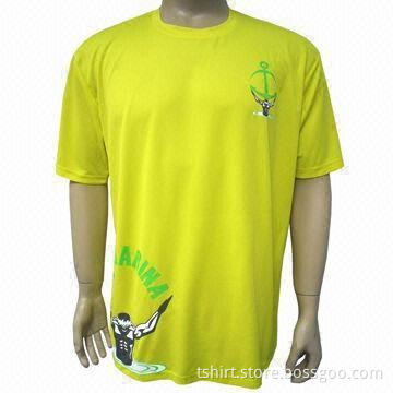 Men's Printed Yellow T-shirt, Ideal for Sports, Customized Logo Printings are Accepted